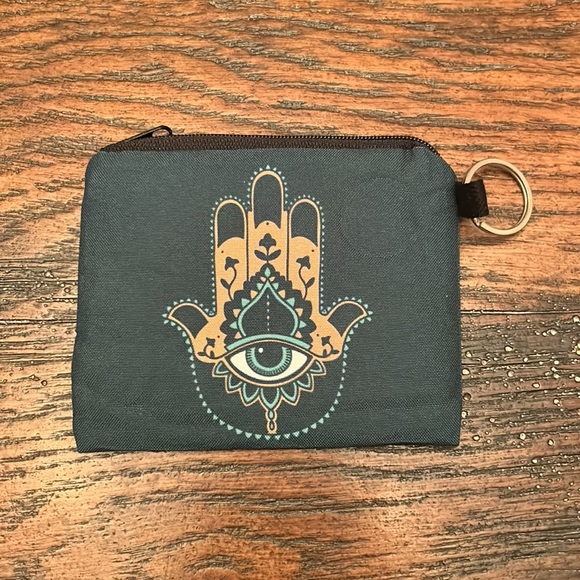 NEW Dark Green and Orange Palm Evil Eye Miniature Bag / Coin Purse - Picture 3 of 4